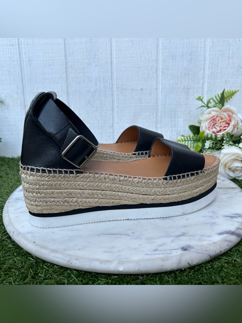 SEE BY CHLOE Glyn leather platform Espadrille Sandals $325 size 39 new - Picture 7 of 16